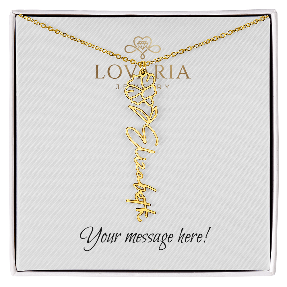 Flower Name Necklace - 18K Yellow Gold Finish