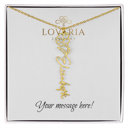 Flower Name Necklace - 18K Yellow Gold Finish