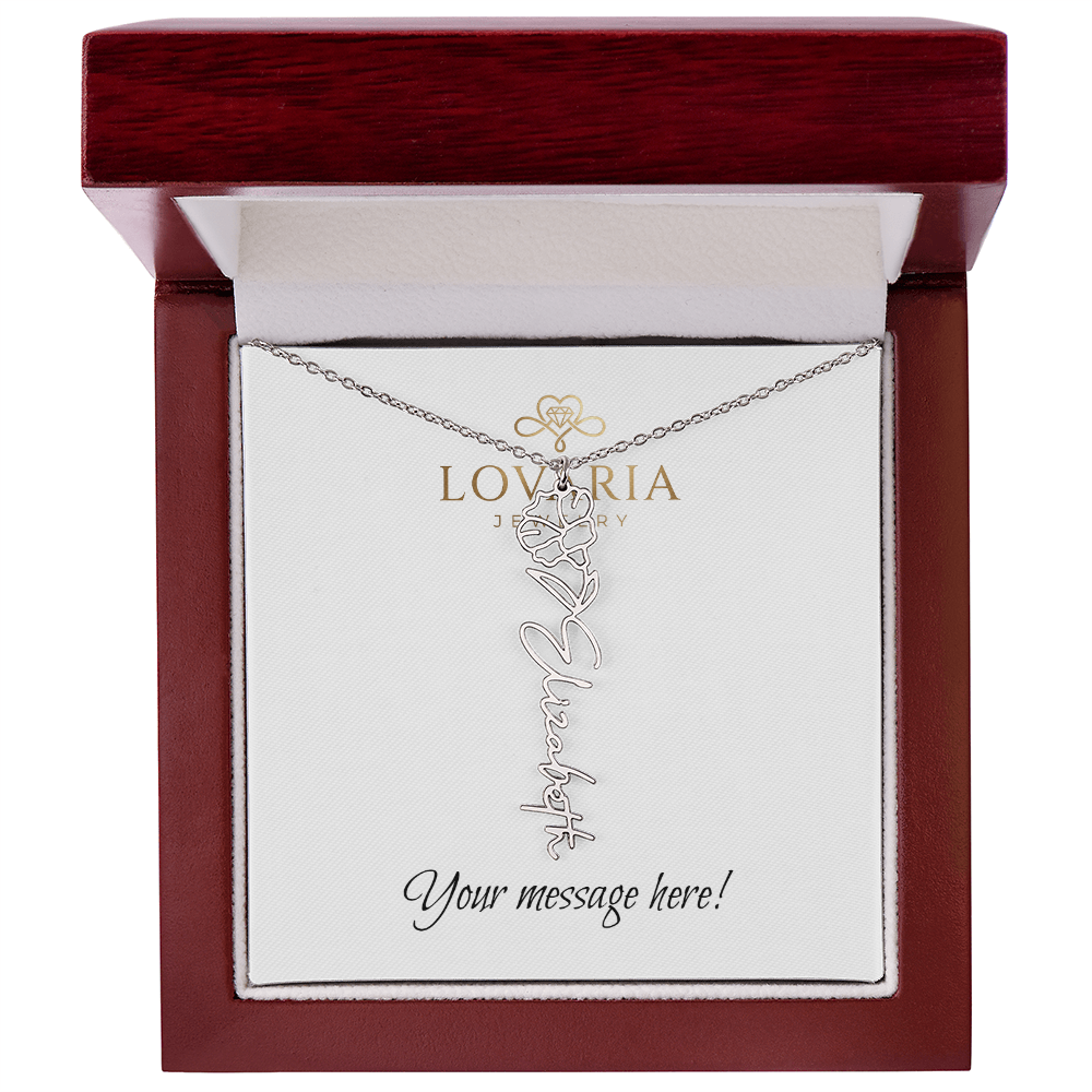 Flower Name Necklace - 18K Yellow Gold Finish