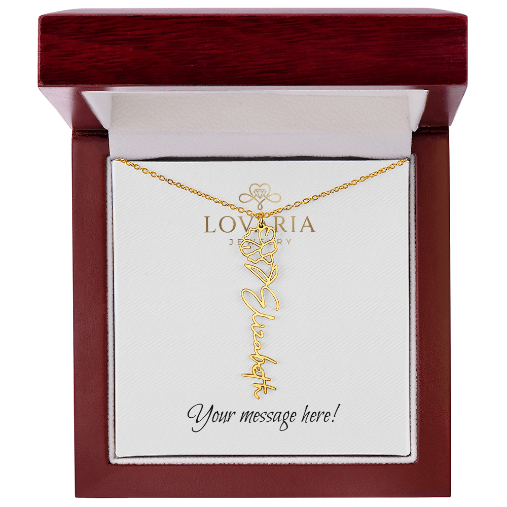 Flower Name Necklace - 18K Yellow Gold Finish