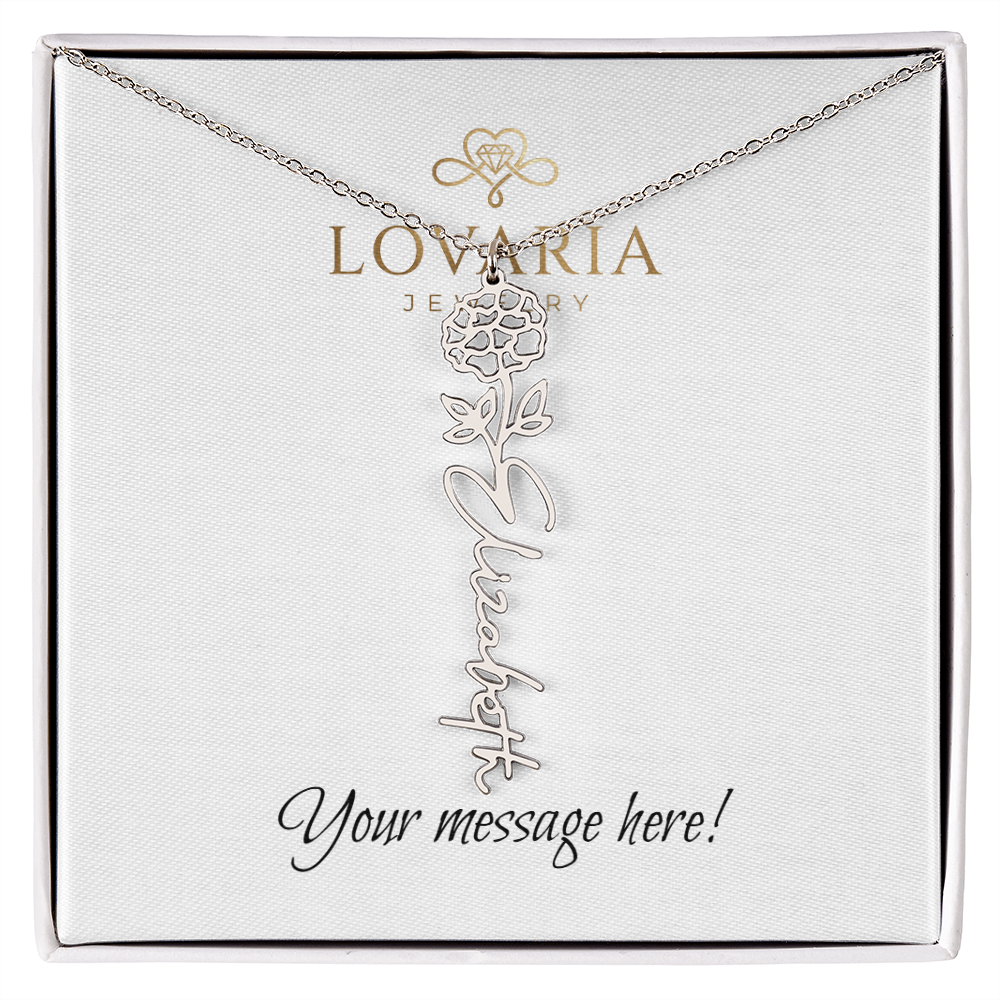 Flower Name Necklace - 18K Yellow Gold Finish