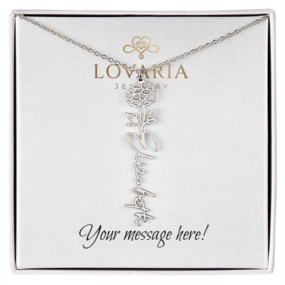 Flower Name Necklace - 18K Yellow Gold Finish
