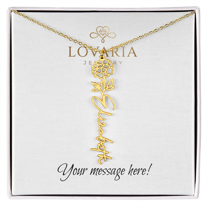Flower Name Necklace - 18K Yellow Gold Finish