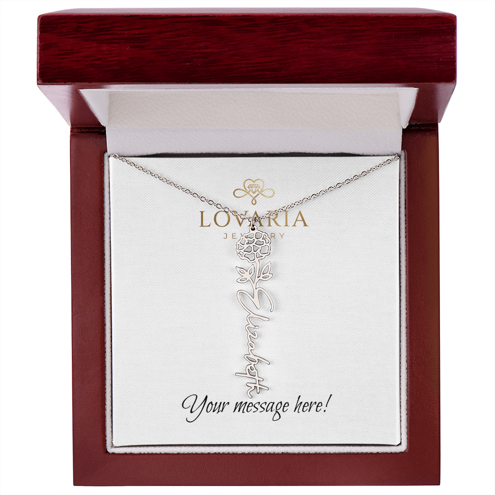 Flower Name Necklace - 18K Yellow Gold Finish