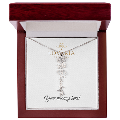 Flower Name Necklace - 18K Yellow Gold Finish