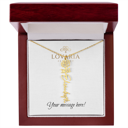 Flower Name Necklace - 18K Yellow Gold Finish