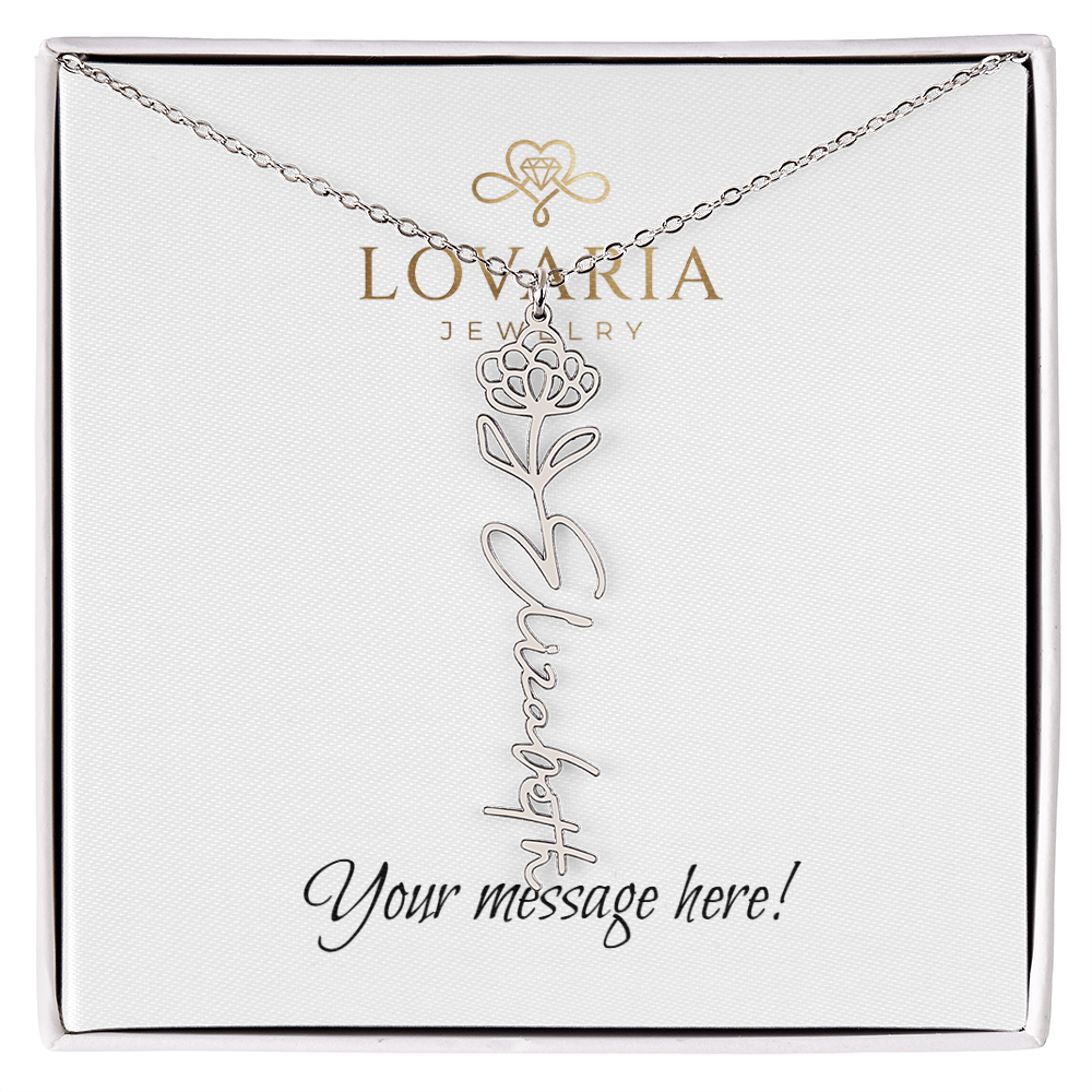 Flower Name Necklace - 18K Yellow Gold Finish