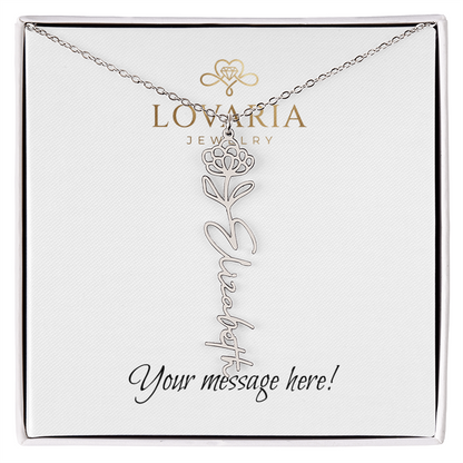 Flower Name Necklace - 18K Yellow Gold Finish
