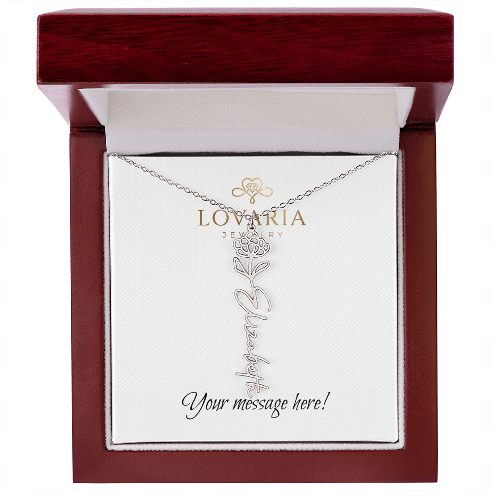 Flower Name Necklace - 18K Yellow Gold Finish