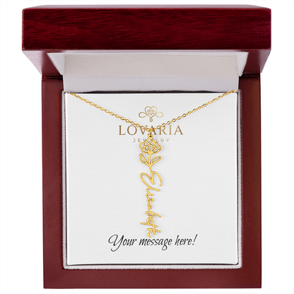 Flower Name Necklace - 18K Yellow Gold Finish