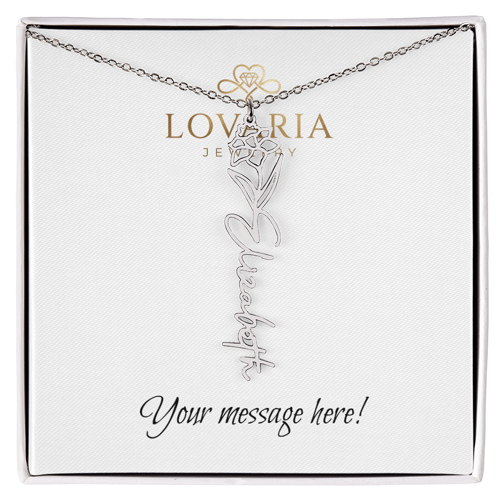 Flower Name Necklace - 18K Yellow Gold Finish