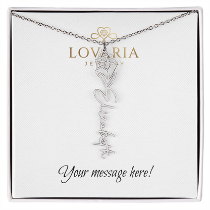 Flower Name Necklace - 18K Yellow Gold Finish