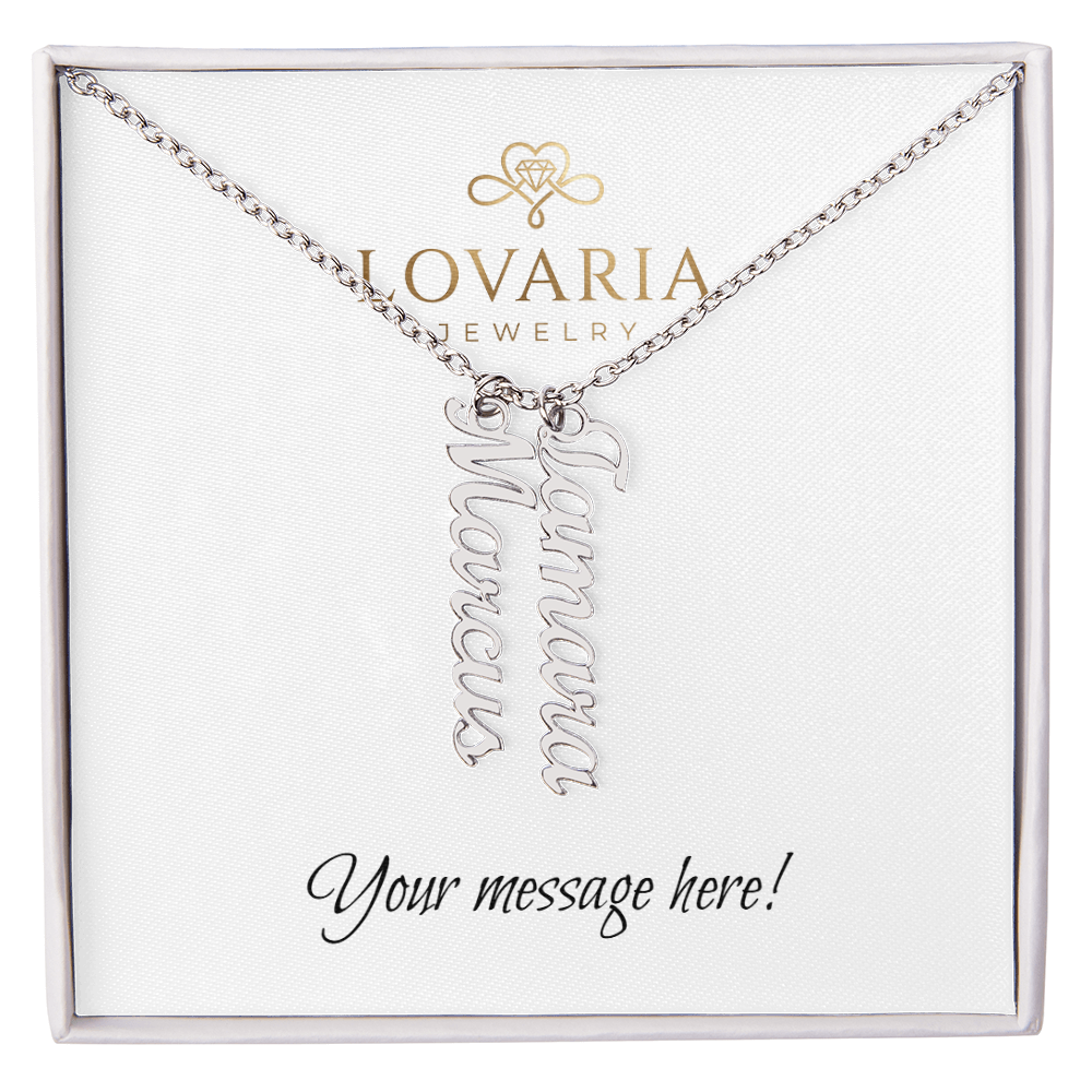 Multi Vertical Name Necklace - 18K Yellow Gold Finish