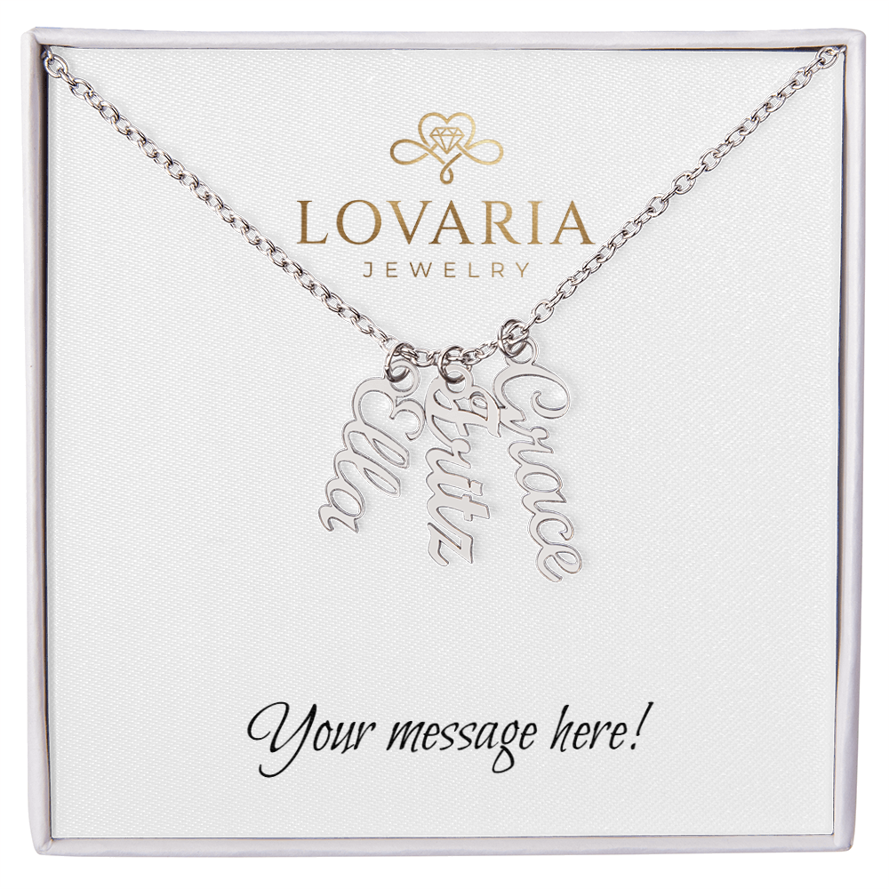 Multi Vertical Name Necklace - 18K Yellow Gold Finish