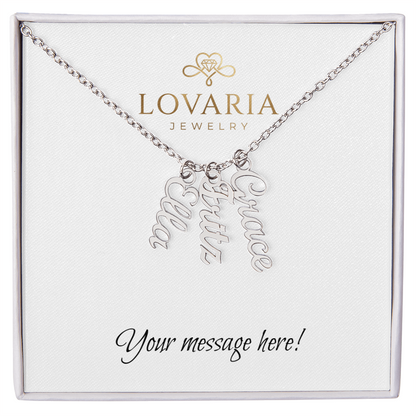 Multi Vertical Name Necklace - 18K Yellow Gold Finish