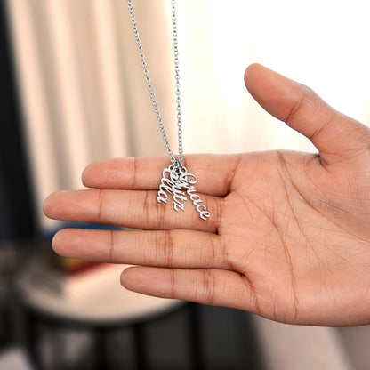 Multi Vertical Name Necklace - 18K Yellow Gold Finish