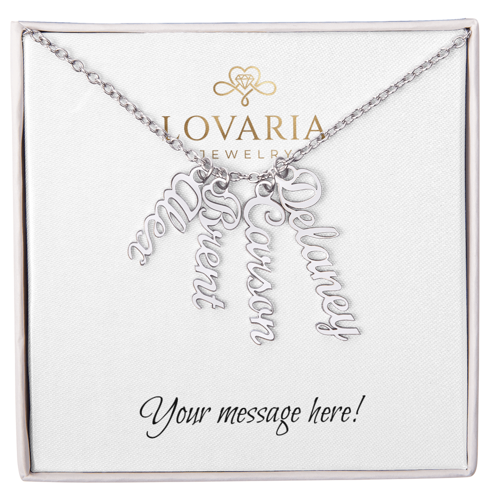 Multi Vertical Name Necklace - 18K Yellow Gold Finish