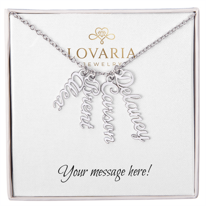 Multi Vertical Name Necklace - 18K Yellow Gold Finish