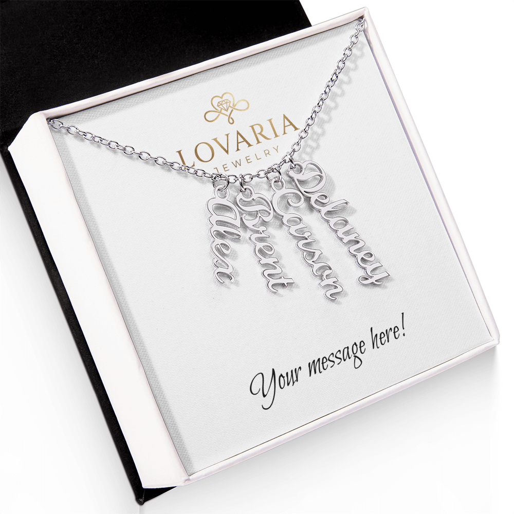 Multi Vertical Name Necklace - 18K Yellow Gold Finish