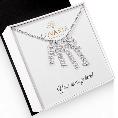 Multi Vertical Name Necklace - 18K Yellow Gold Finish