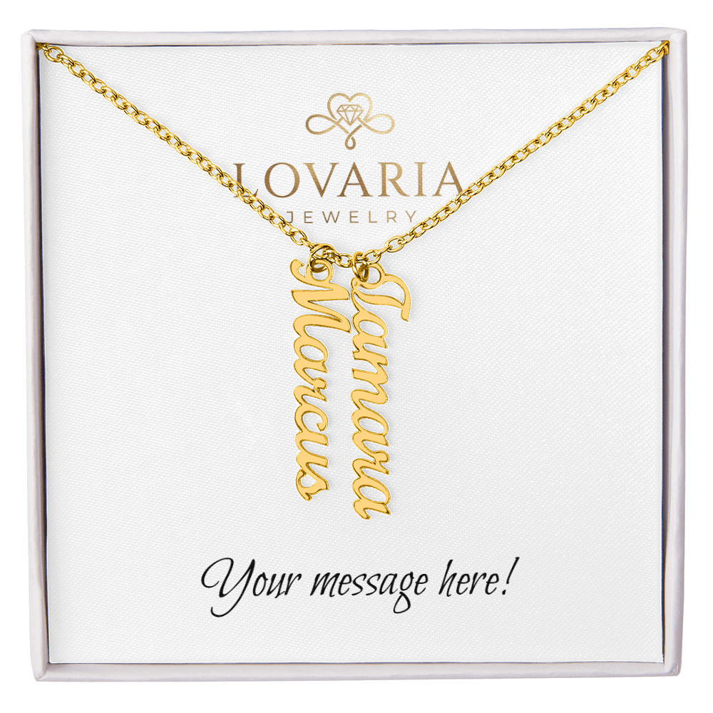 Multi Vertical Name Necklace - 18K Yellow Gold Finish