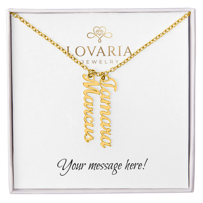 Multi Vertical Name Necklace - 18K Yellow Gold Finish