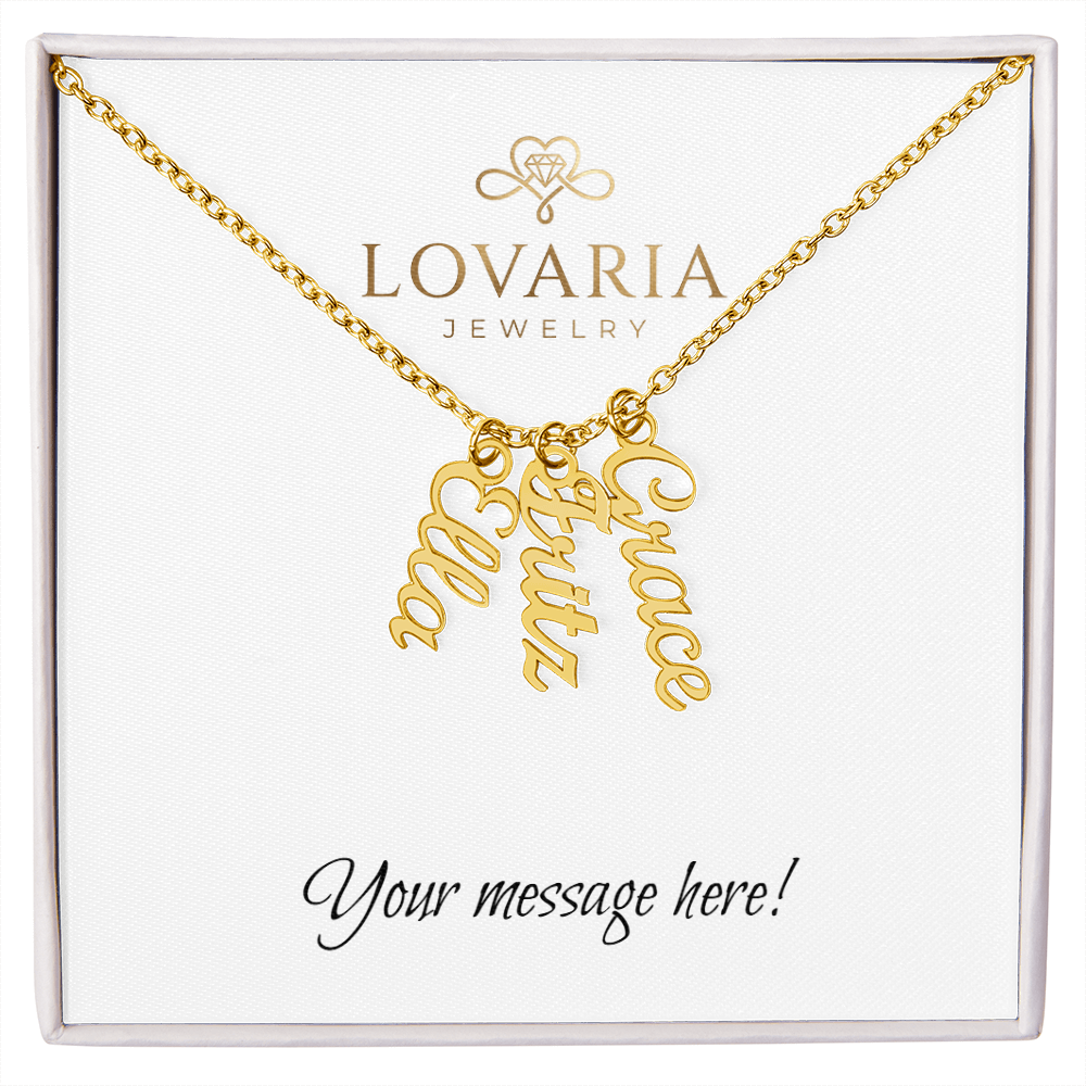 Multi Vertical Name Necklace - 18K Yellow Gold Finish