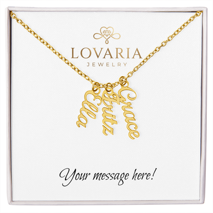 Multi Vertical Name Necklace - 18K Yellow Gold Finish