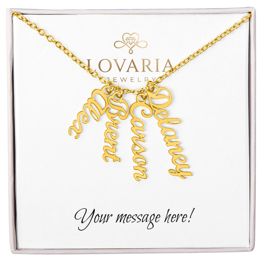 Multi Vertical Name Necklace - 18K Yellow Gold Finish