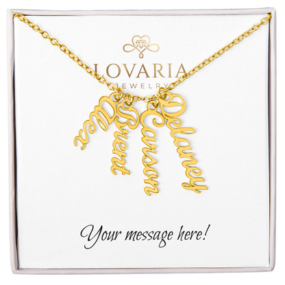 Multi Vertical Name Necklace - 18K Yellow Gold Finish