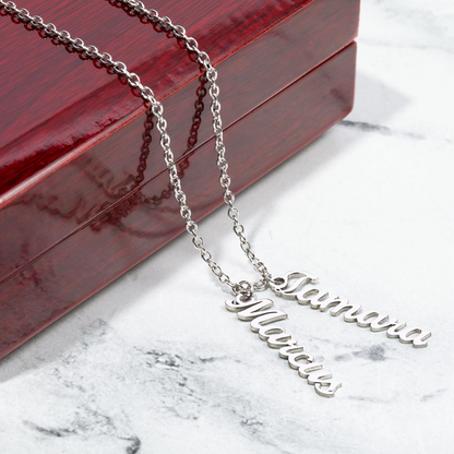 Multi Vertical Name Necklace - 18K Yellow Gold Finish