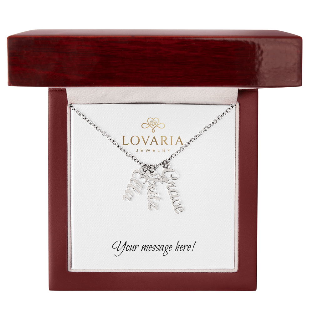 Multi Vertical Name Necklace - 18K Yellow Gold Finish