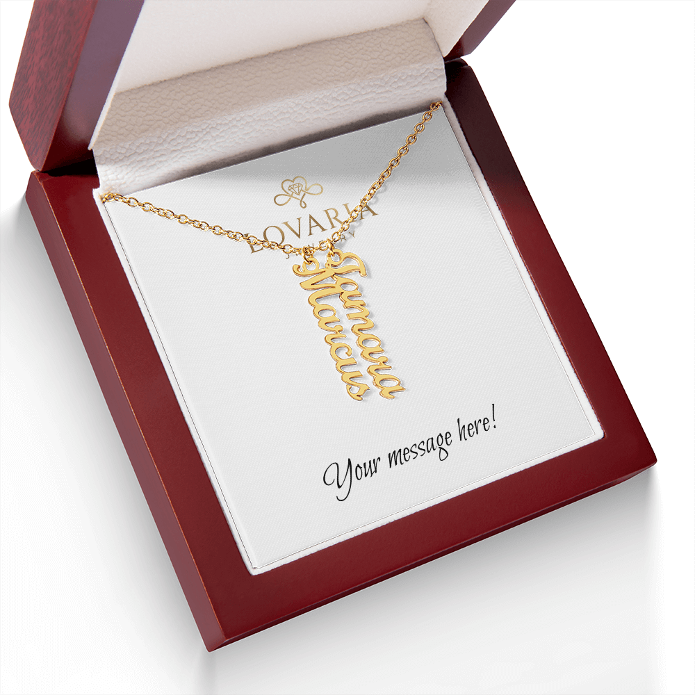 Multi Vertical Name Necklace - 18K Yellow Gold Finish
