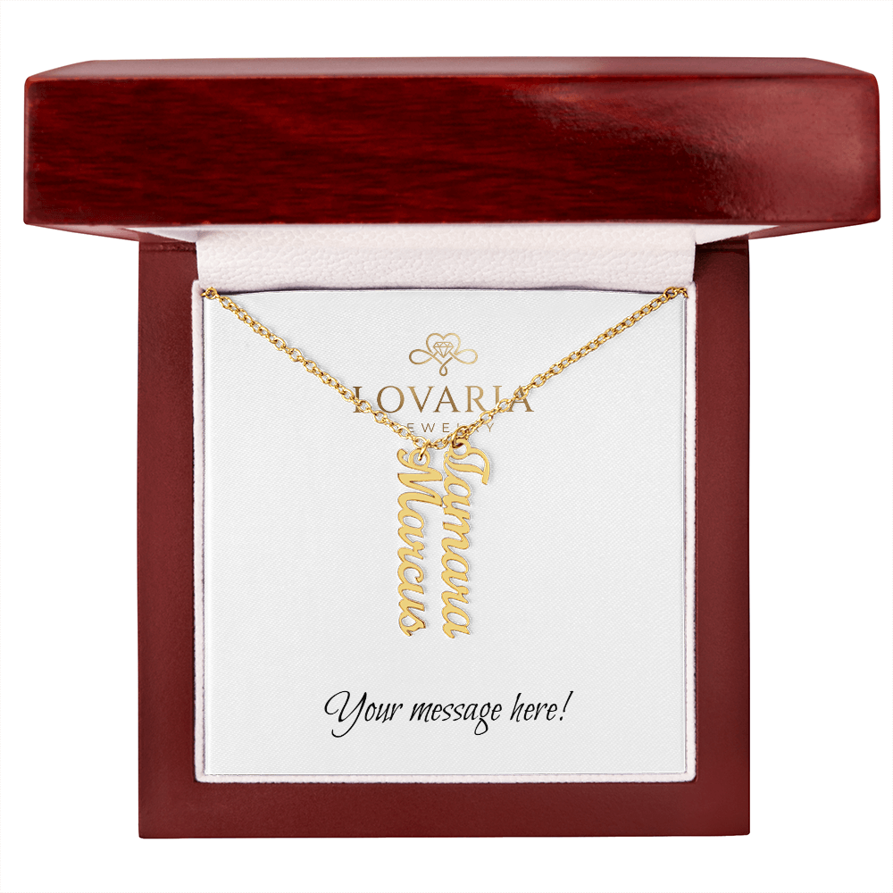 Multi Vertical Name Necklace - 18K Yellow Gold Finish