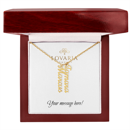 Multi Vertical Name Necklace - 18K Yellow Gold Finish