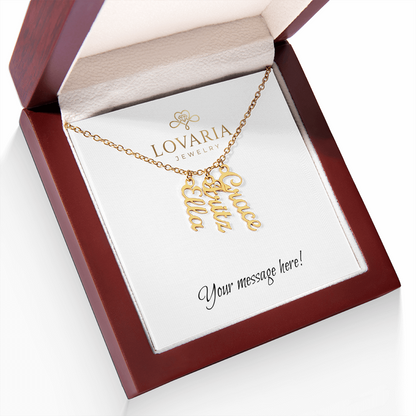 Multi Vertical Name Necklace - 18K Yellow Gold Finish