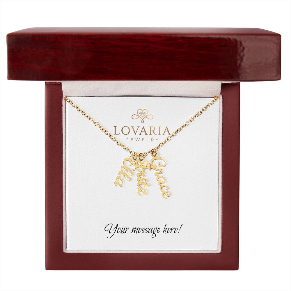 Multi Vertical Name Necklace - 18K Yellow Gold Finish