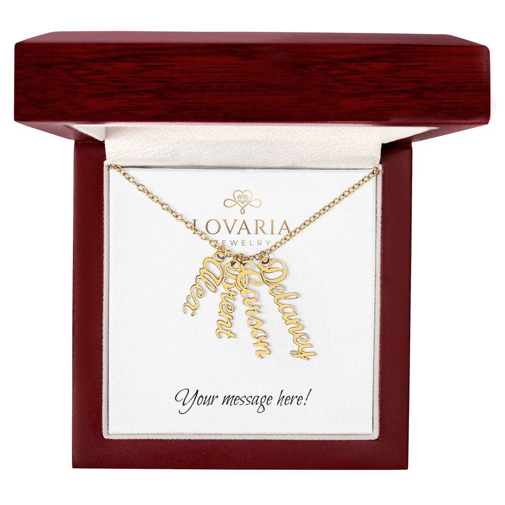 Multi Vertical Name Necklace - 18K Yellow Gold Finish