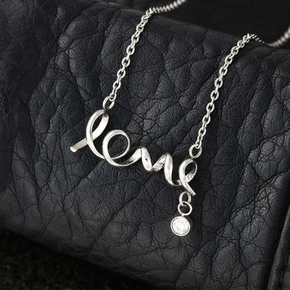 Scripted Love Necklace, 18K Yellow Gold Finish Necklace