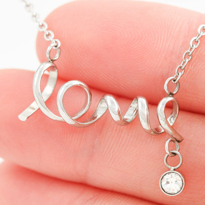 Scripted Love Necklace, 18K Gold Plated Necklace