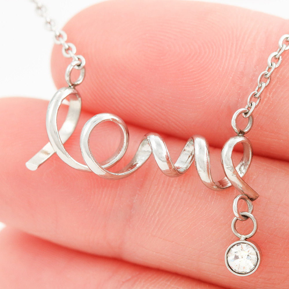 Scripted Love Necklace, 18K Yellow Gold Finish Necklace