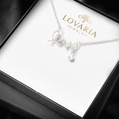 Scripted Love Necklace, 18K Yellow Gold Finish Necklace