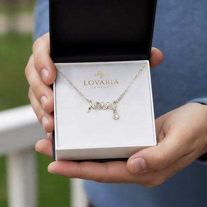 Scripted Love Necklace, 18K Yellow Gold Finish Necklace