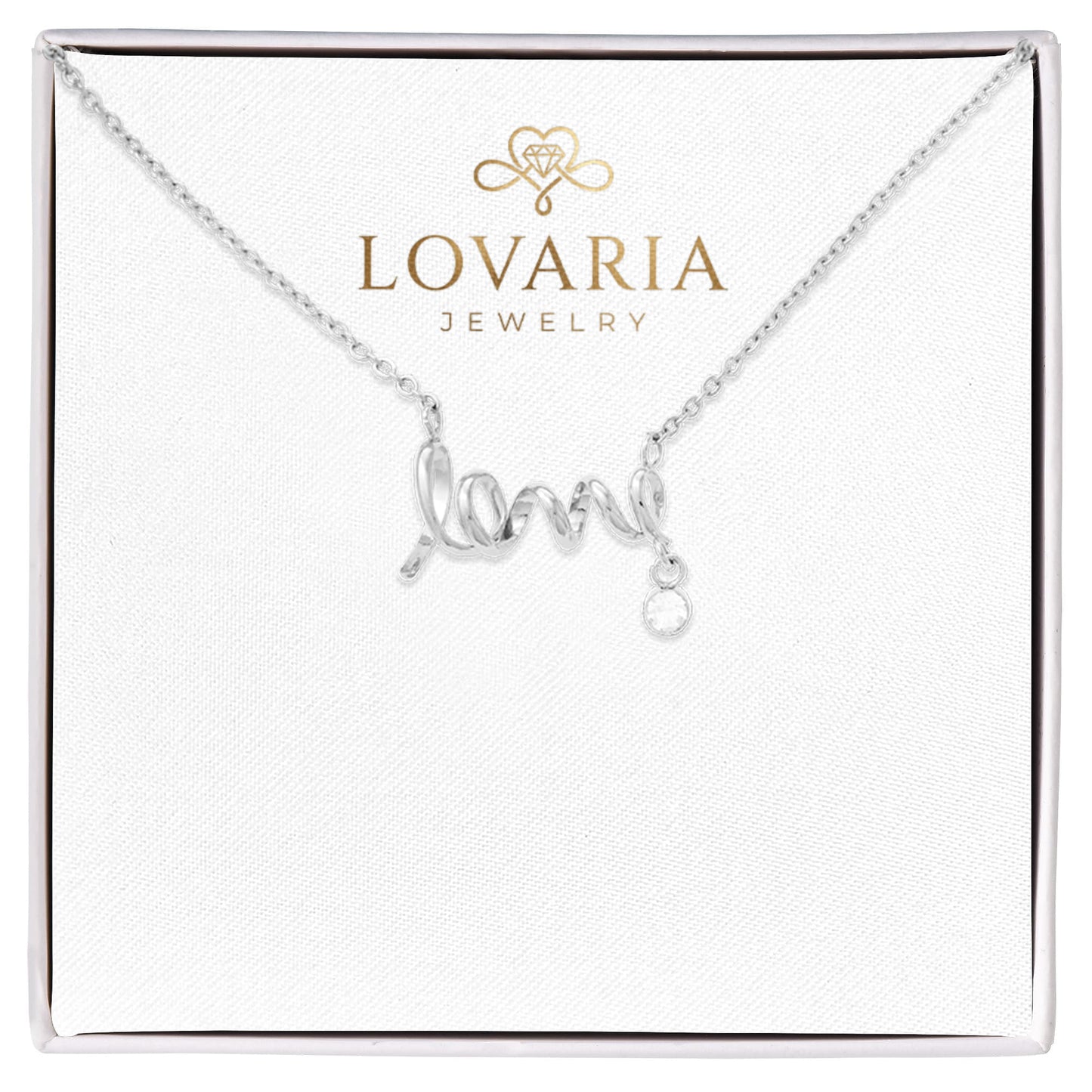 Scripted Love Necklace, 18K Yellow Gold Finish Necklace