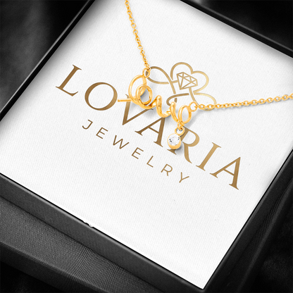 Scripted Love Necklace, 18K Gold Plated Necklace