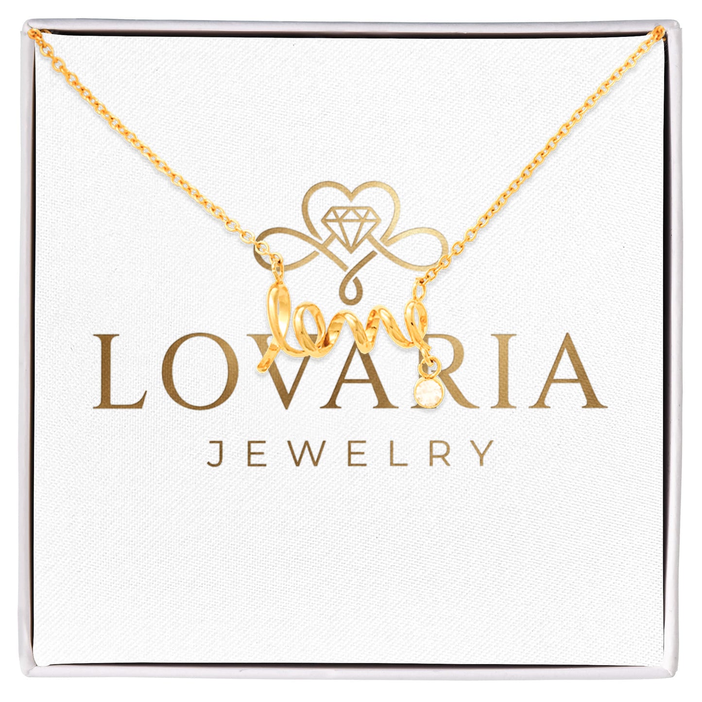 Scripted Love Necklace, 18K Gold Plated Necklace