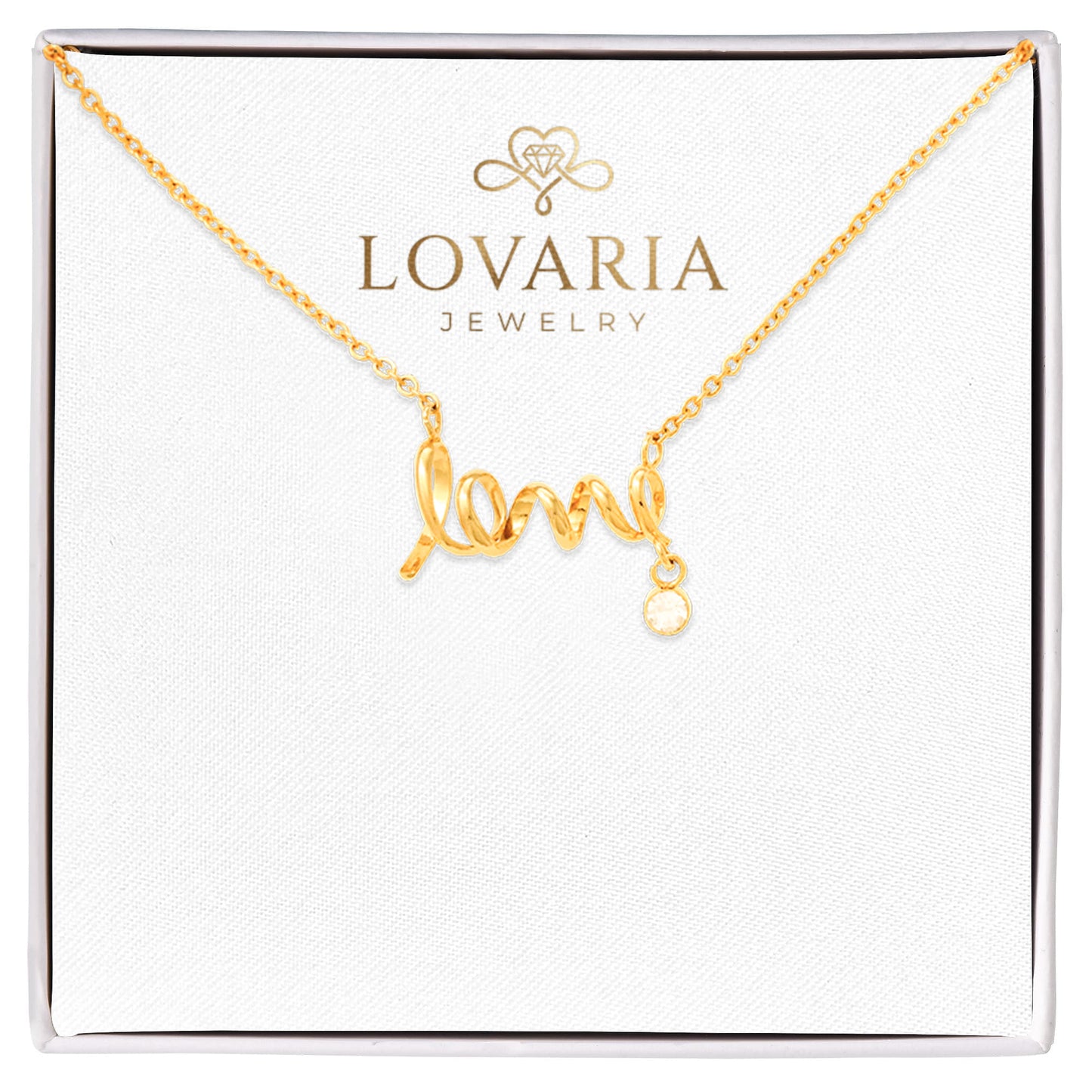 Scripted Love Necklace, 18K Yellow Gold Finish Necklace