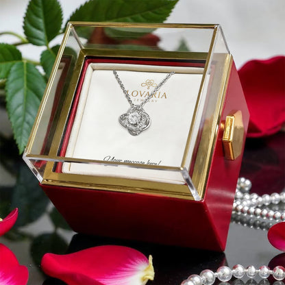 Love Knot - Rotating Rose Gift Box - 18K Yellow Gold Finish