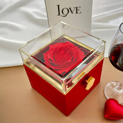 Love Knot - Rotating Rose Gift Box - 18K Yellow Gold Finish