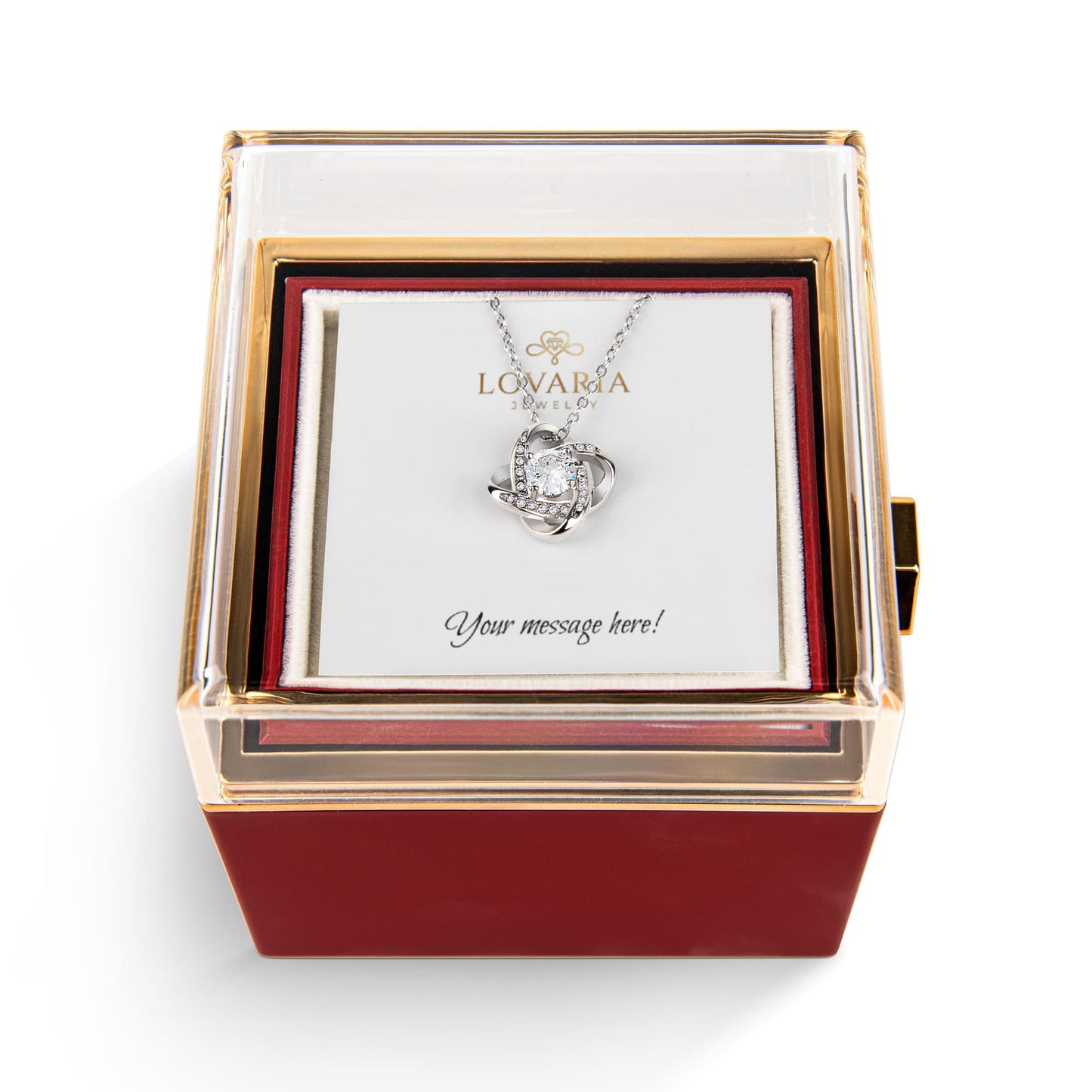 Love Knot - Rotating Rose Gift Box - 18K Yellow Gold Finish